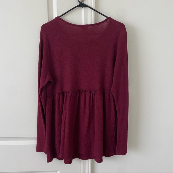 Isabel Maternity Size Large Blouse Maroon Long Sleeves Burgundy - Picture 4 of 4